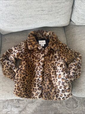 So Nikki D Kids' Leopard Faux-Fur Coat - Brown